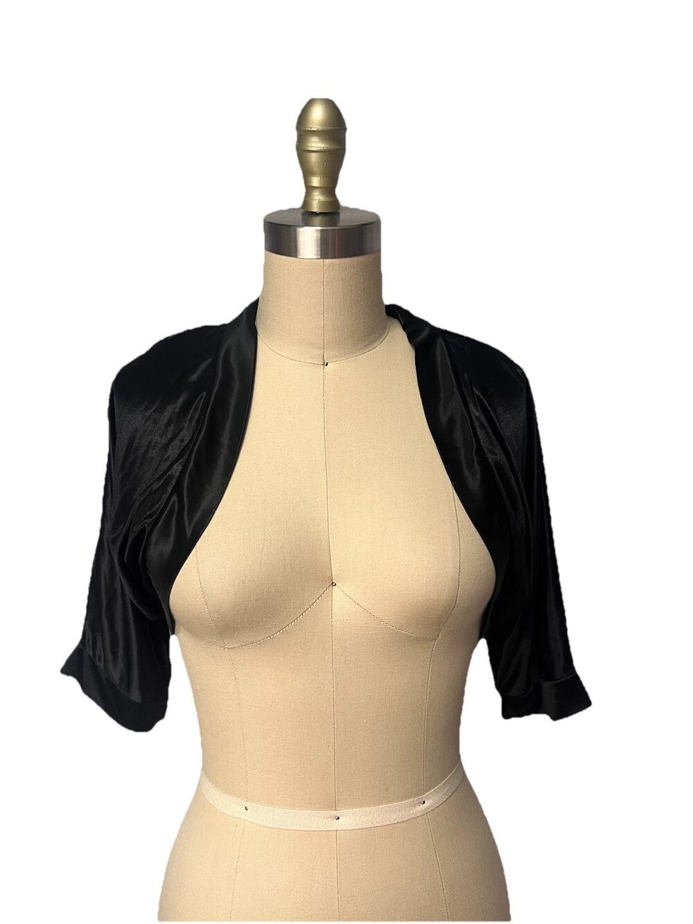 Y2K 90s B. Darlin Black Slinky Knit Batwing Shrug Bolero Open Front Cropped M